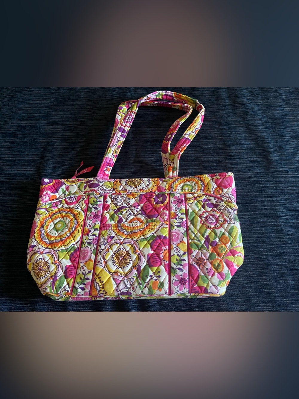 Vera Bradley Pink Yellow Floral Quilted Tote, shoulder bag Clementine floral